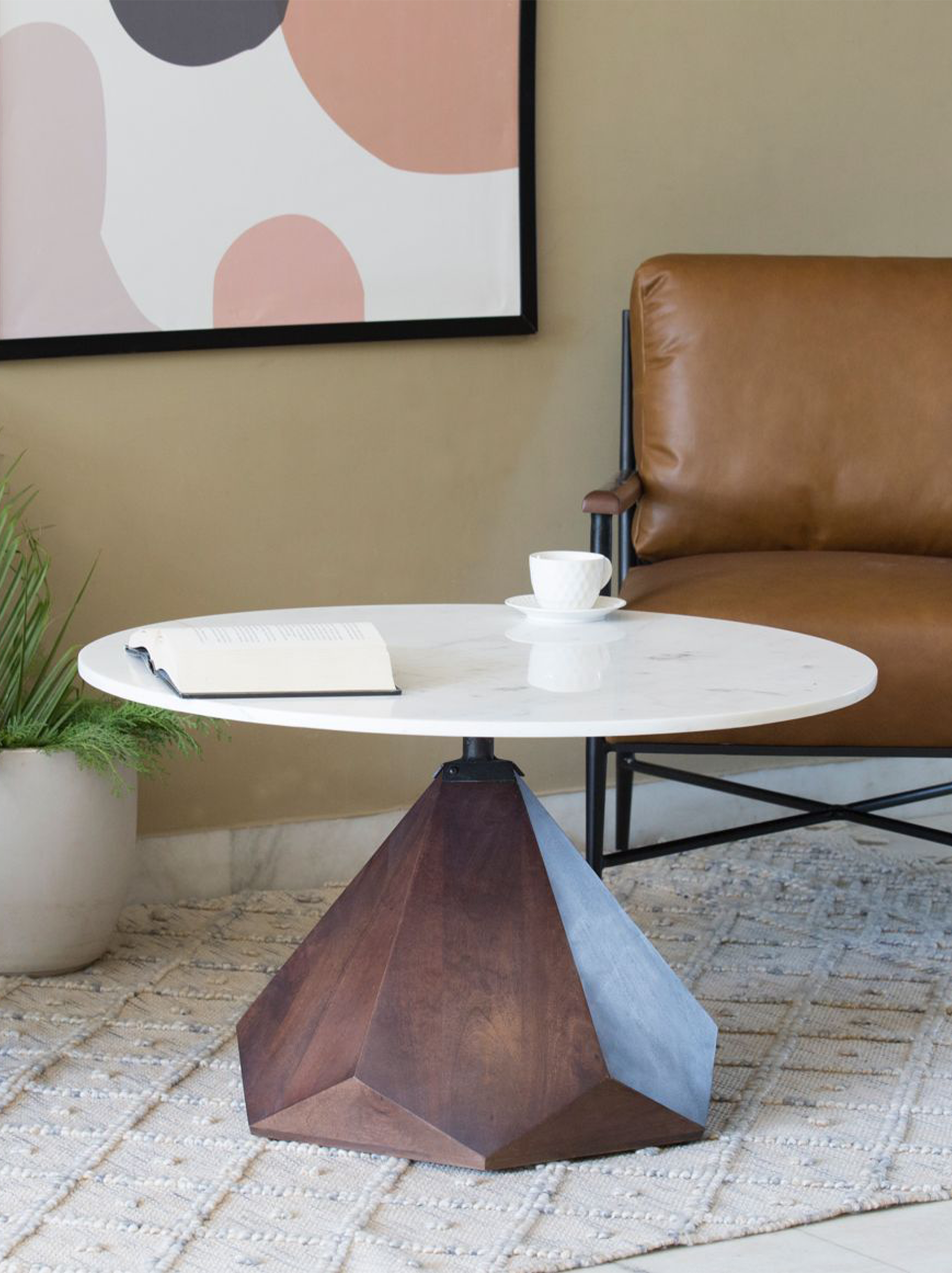 Geometric marble coffee table USA online