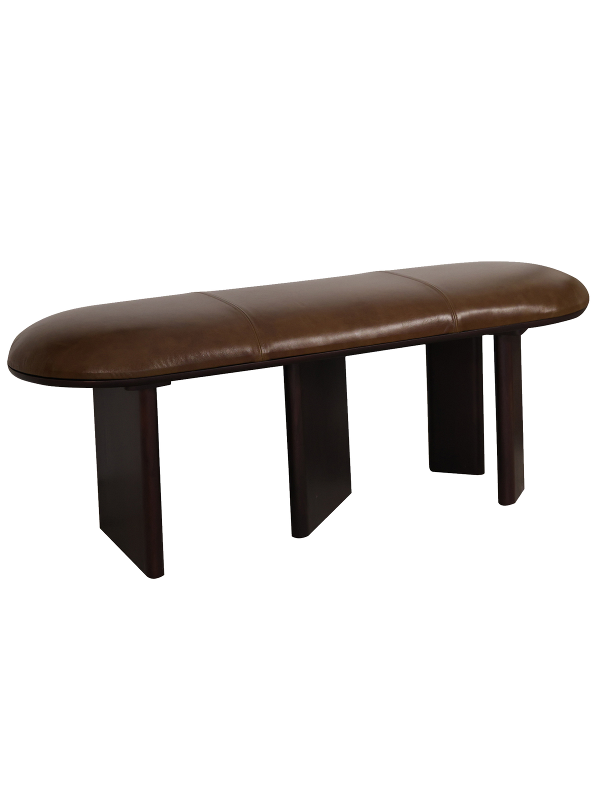 Brown leather bench on a white background