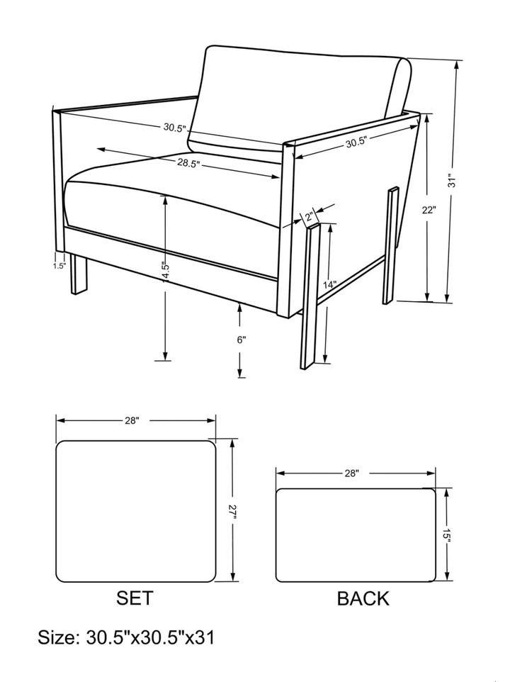 Modern Burano accent chair for bedroom seating