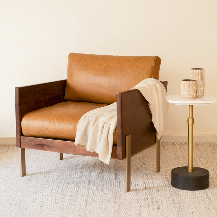 Stylish Burano accent chair in genuine leather finish