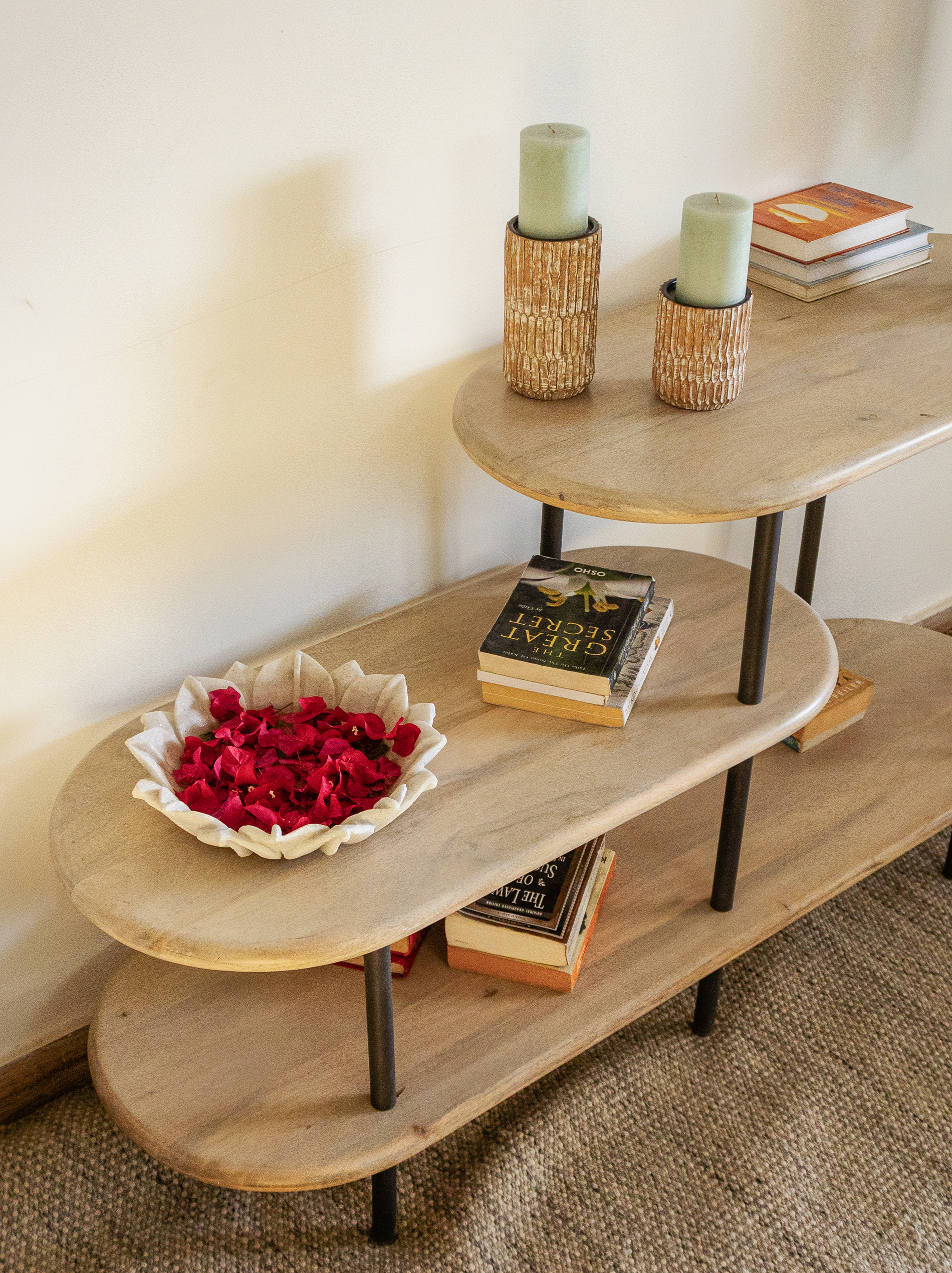 Stylish Griffith small oval bookshelf for living room