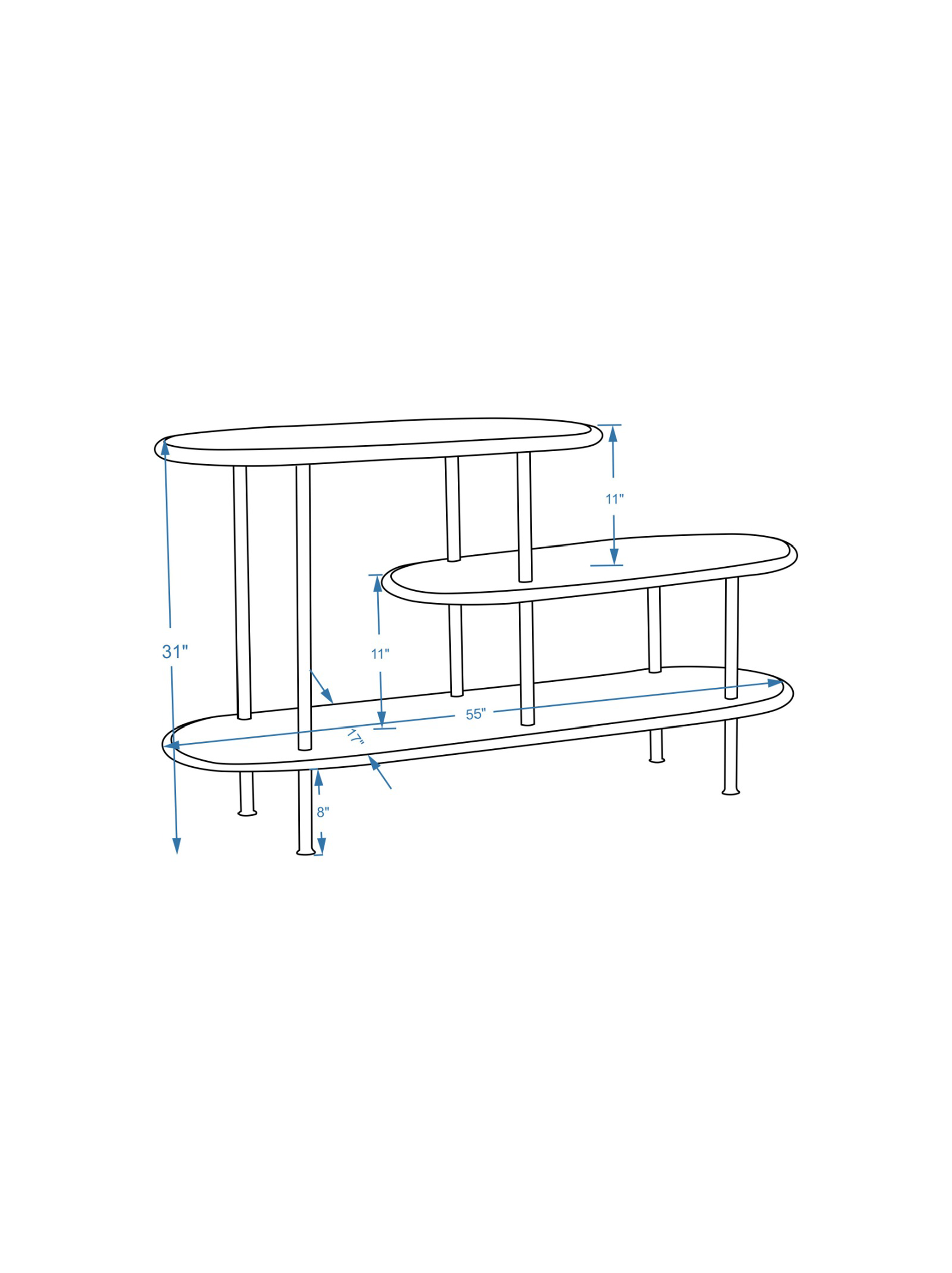 Durable Griffith small oval wooden bookcase with storage