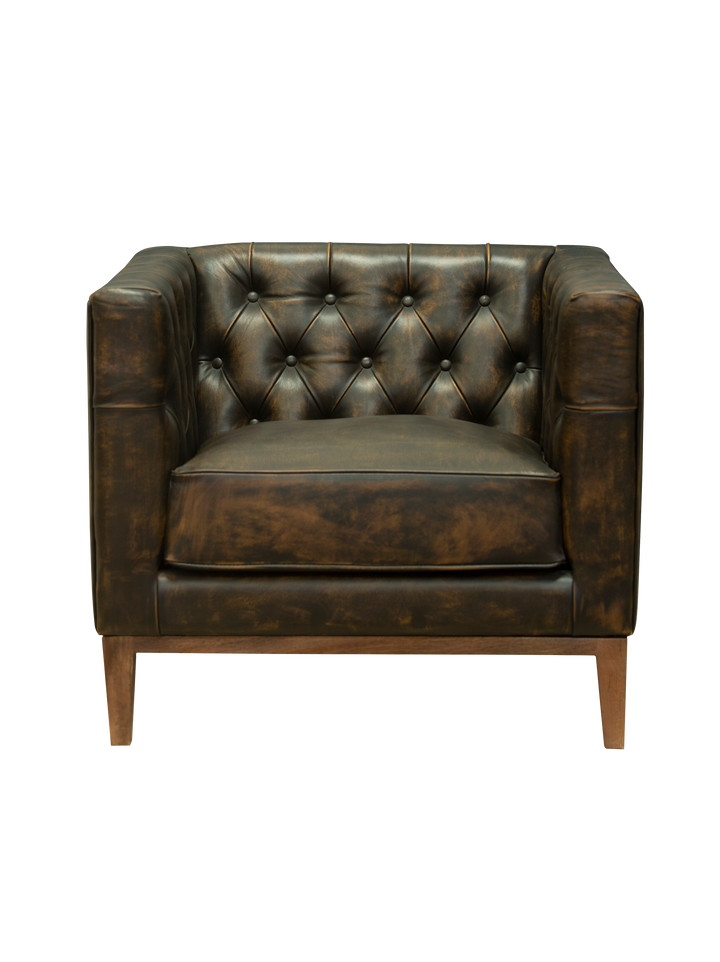 Luxury upholstered Jefferson tufted chair with armrests