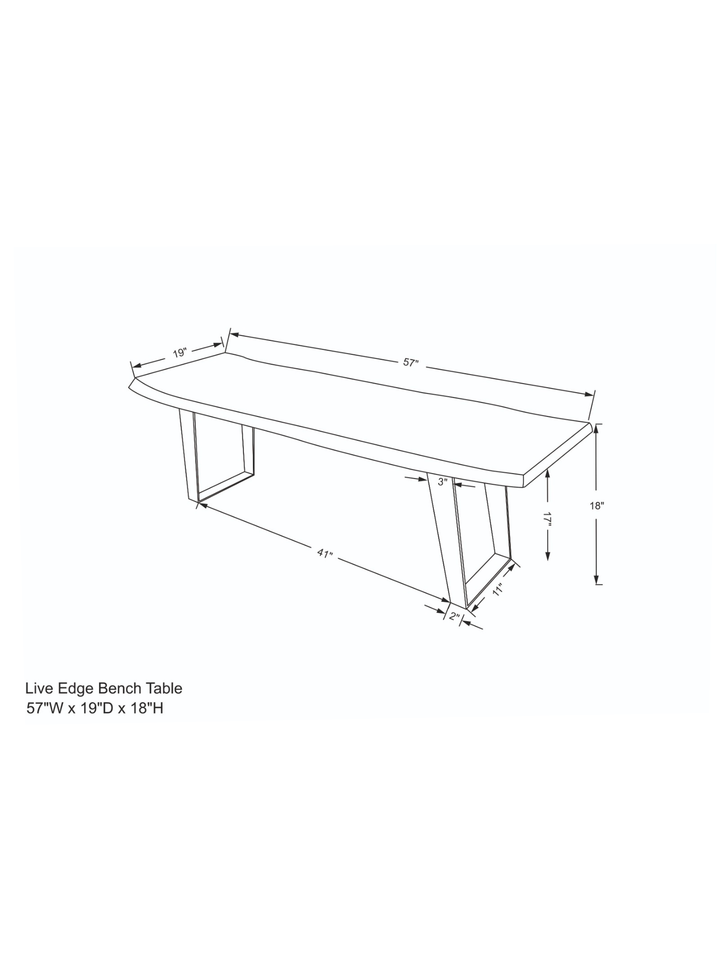 Handcrafted live edge wooden bench USA