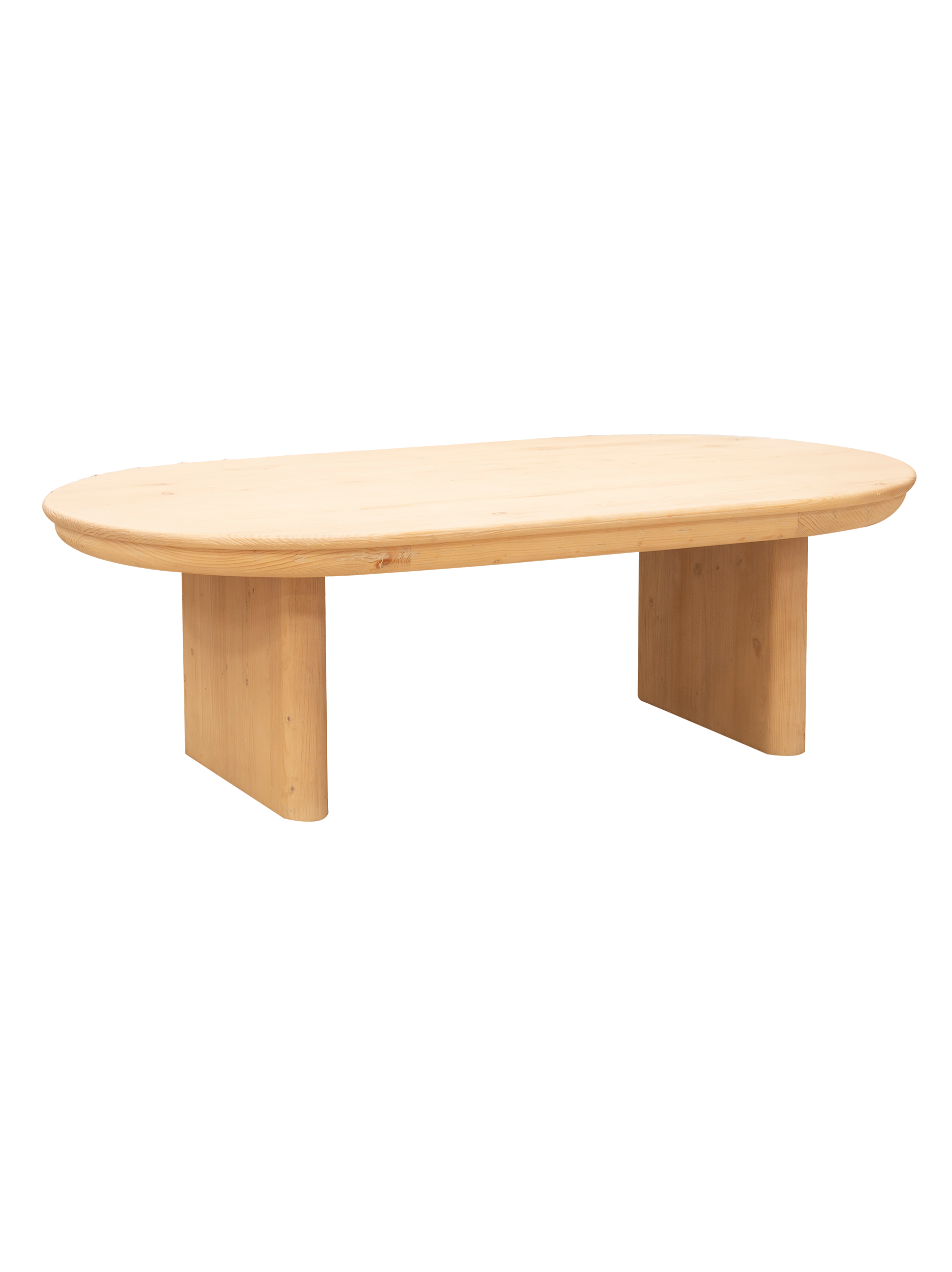A rectangular Ridge Coffee Table made of pine wood with a simple design and natural wood finish.