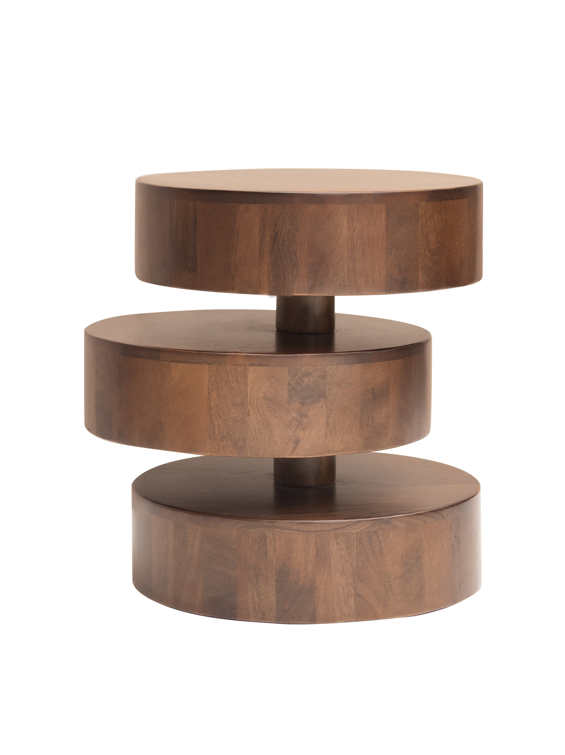 A Riley Side Table with a solid pine wood base and a round genuine marble top, in brown color.