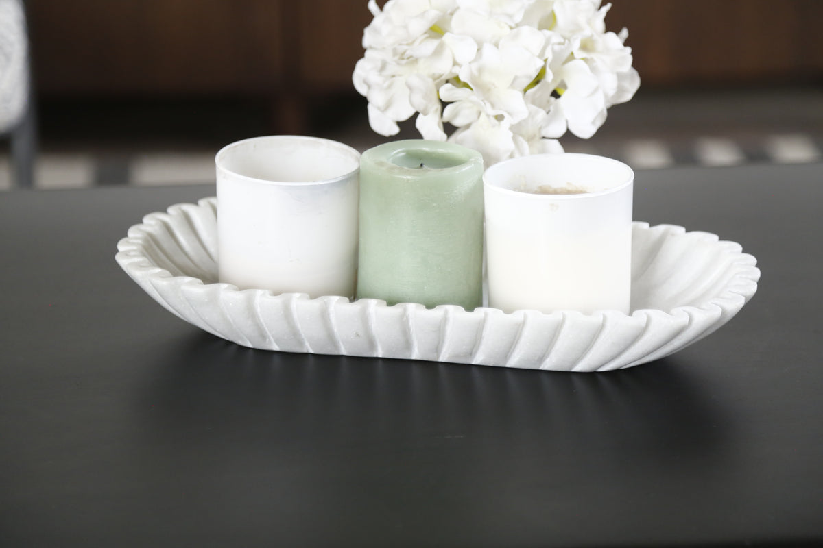 Tracy Multipurpose Hand Carved Genuine Marble Tray