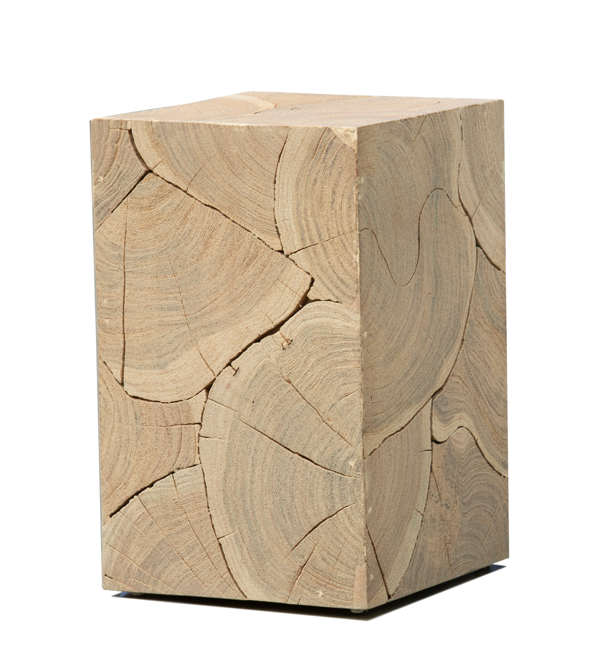 A square-shaped side table made of solid acacia wood with a white finish and visible grain patterns.